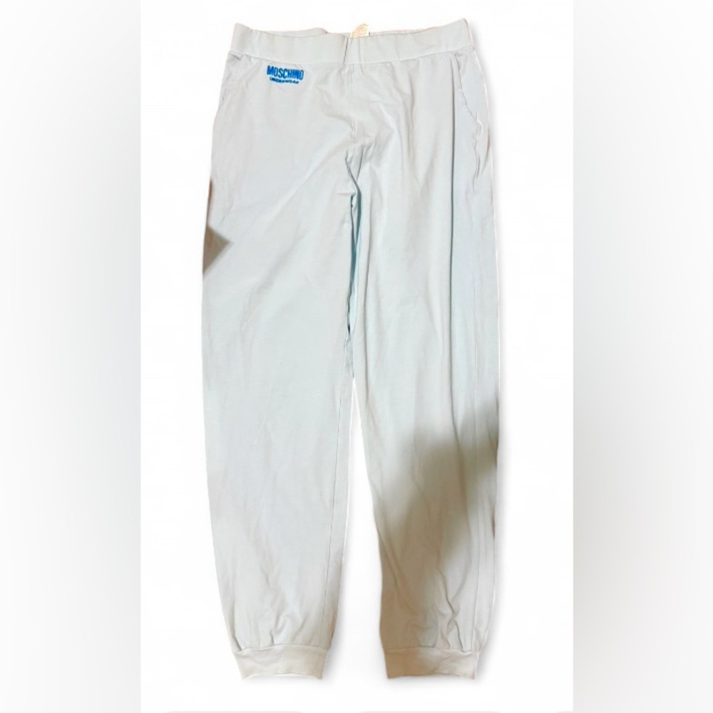 Moschino Underwear Men’s Small Baby Blue Logo Jogger Sweatpants Designer